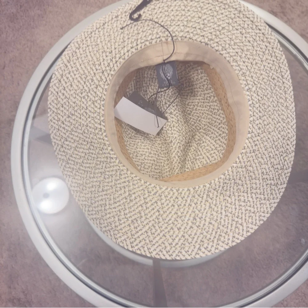 Vince Camuto Cream and Tan Woven Hat